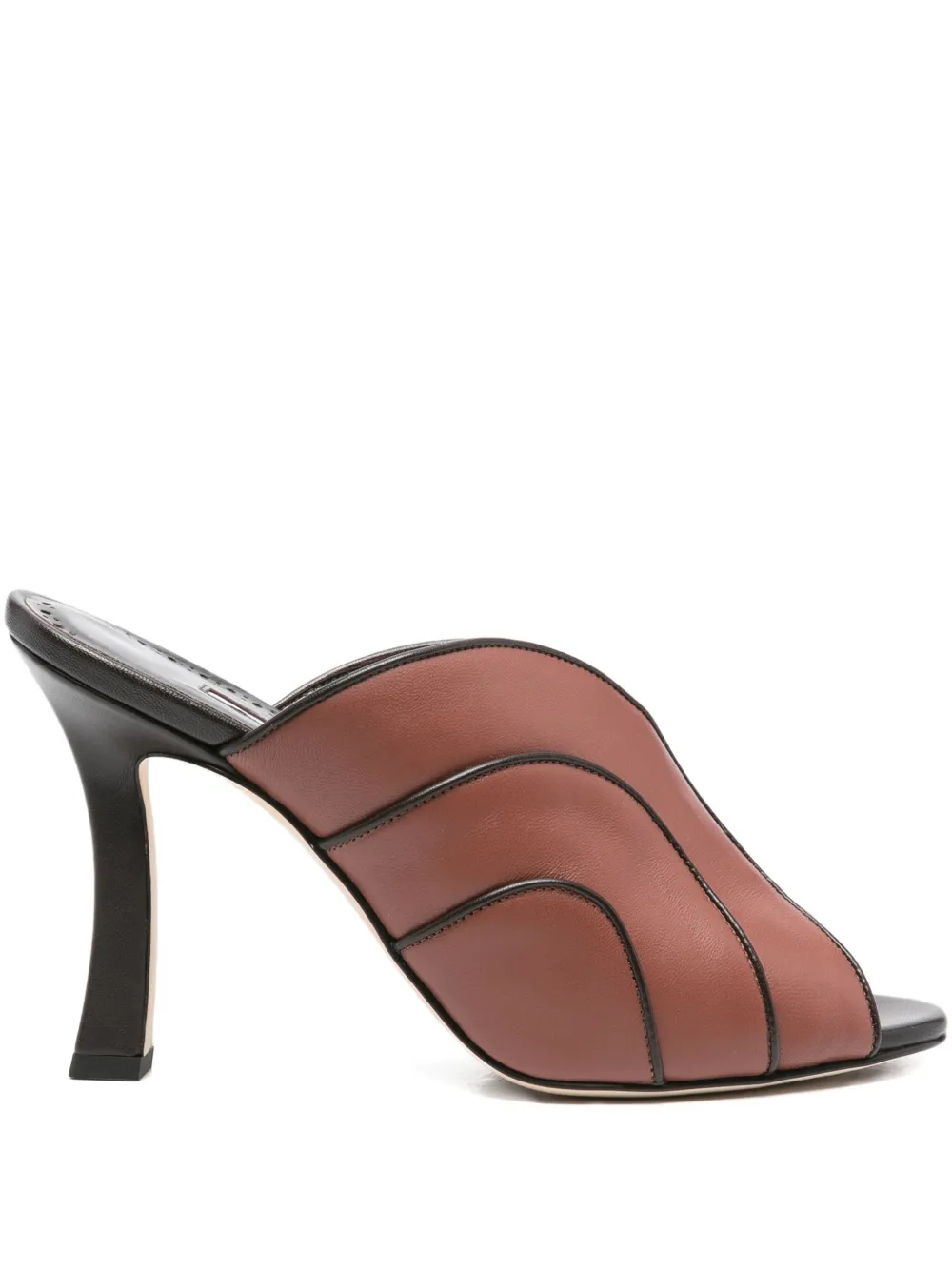 Manolo Blahnik 100mm Nikabo leather panelled sandals | Brown | Image 1