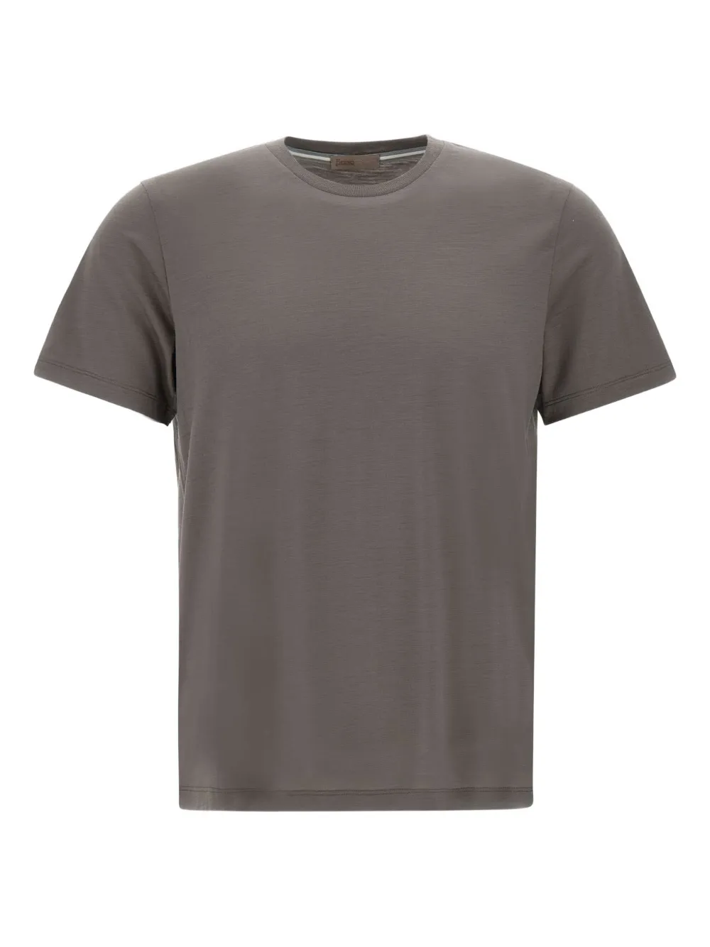 Herno Wollen T-shirt met geribbelde hals Grijs