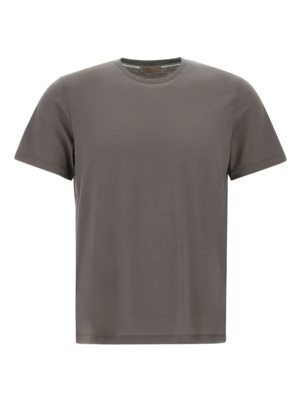 Herno Ribbed-neck Wool T-shirt in Grey