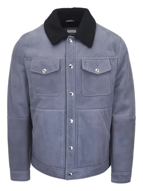 Brunello Cucinelli 시어링 칼라 플랩 포켓 재킷