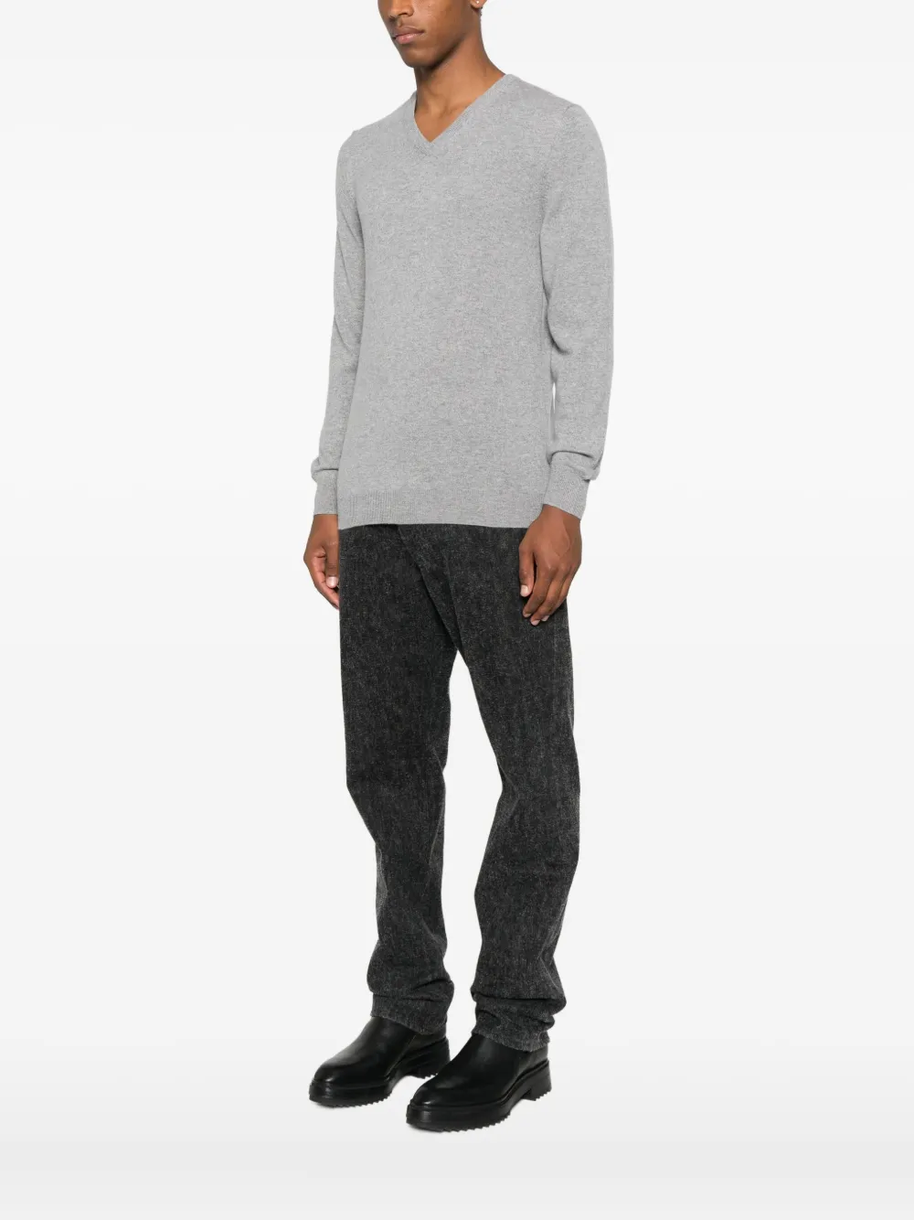 Fedeli V-neck cashmere sweater Grijs