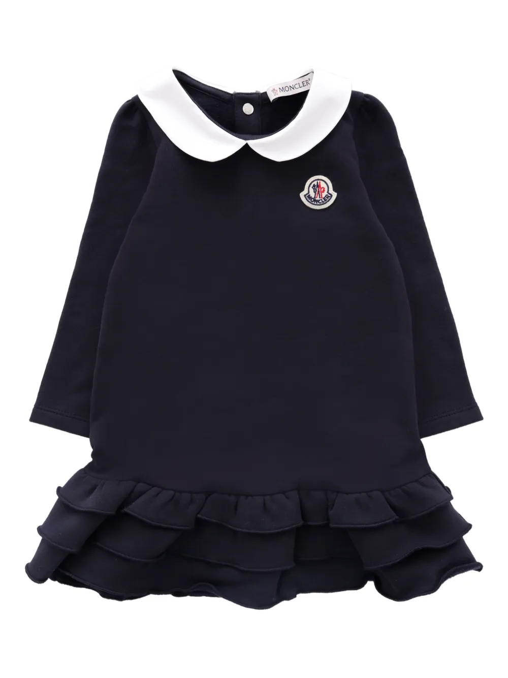 Moncler Enfant Peter Pan-collar ruffled dress Blauw