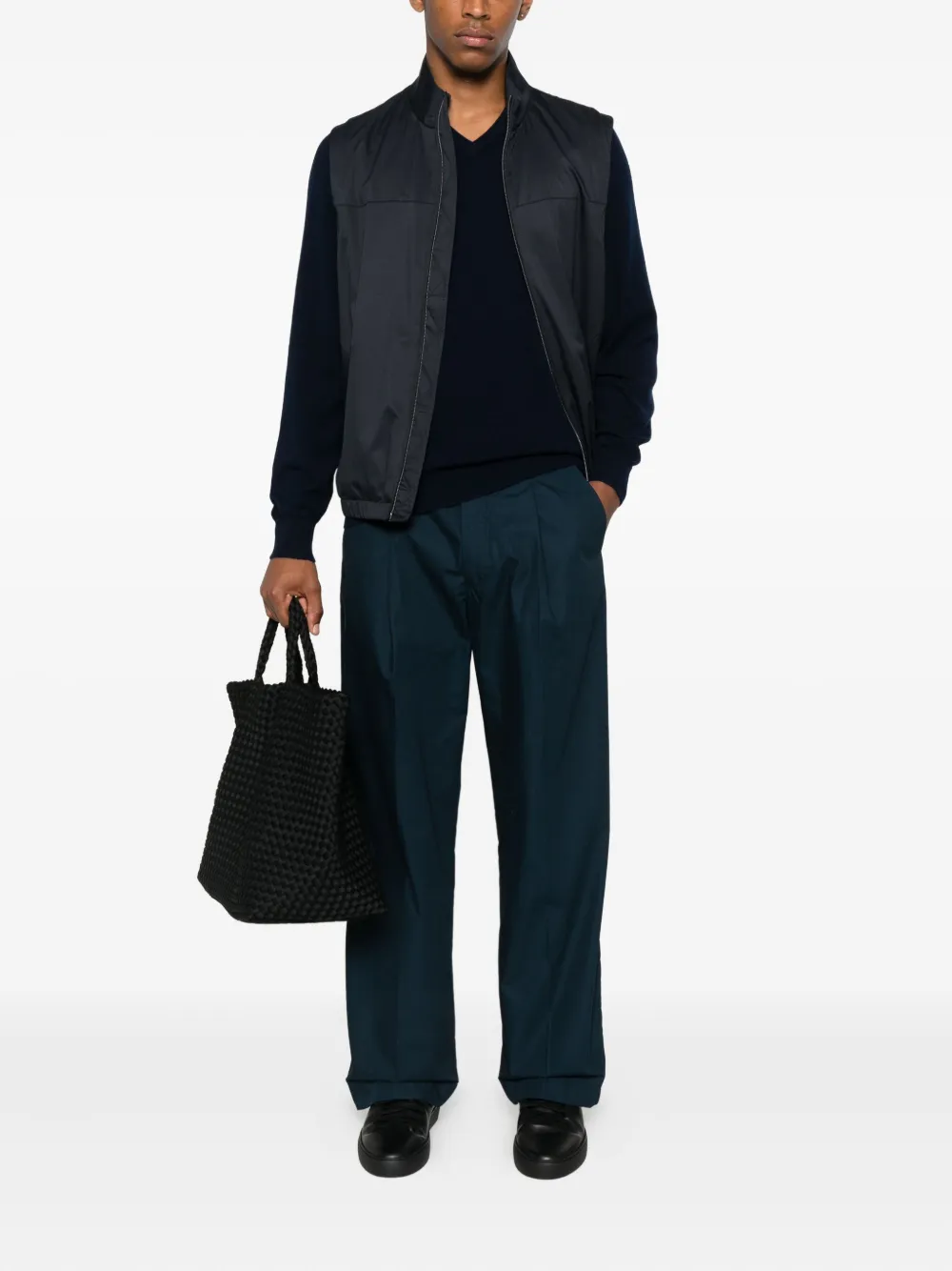 Fedeli V-neck cashmere sweater Blauw