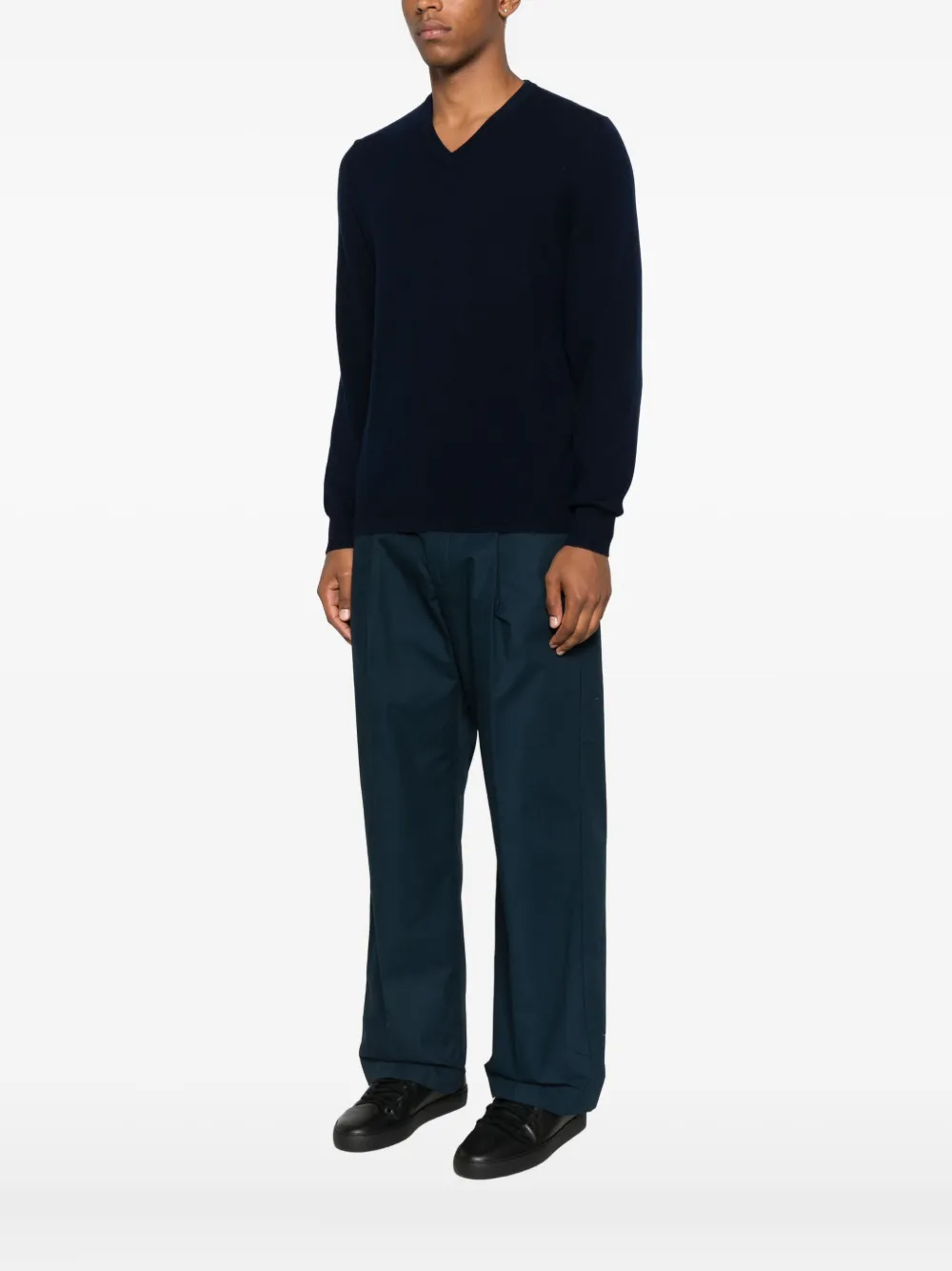 Fedeli V-neck cashmere sweater Blauw