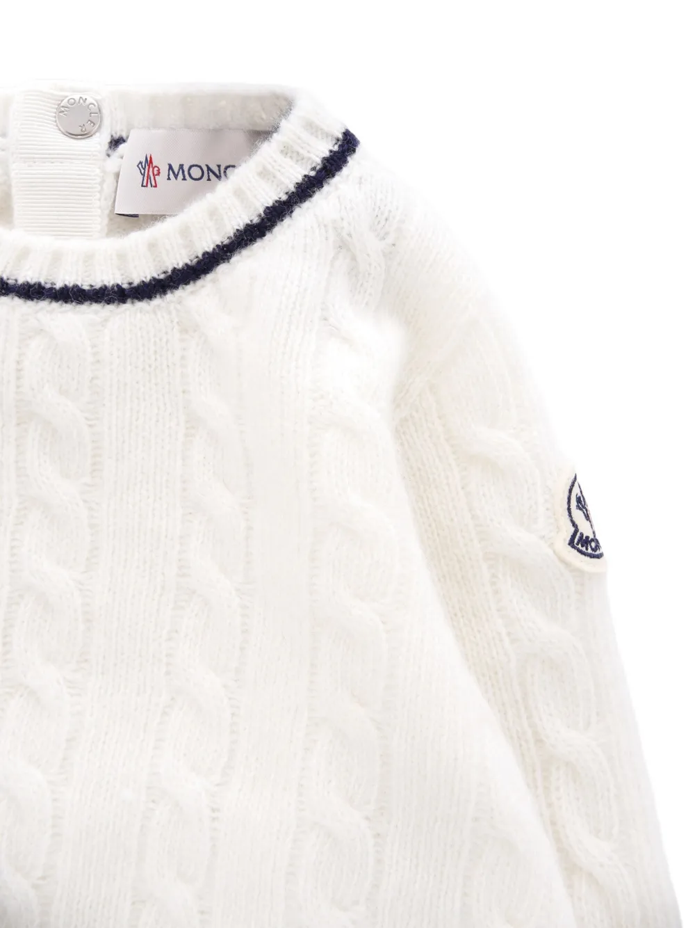 Moncler Enfant cable-knit logo-patch sweater Wit