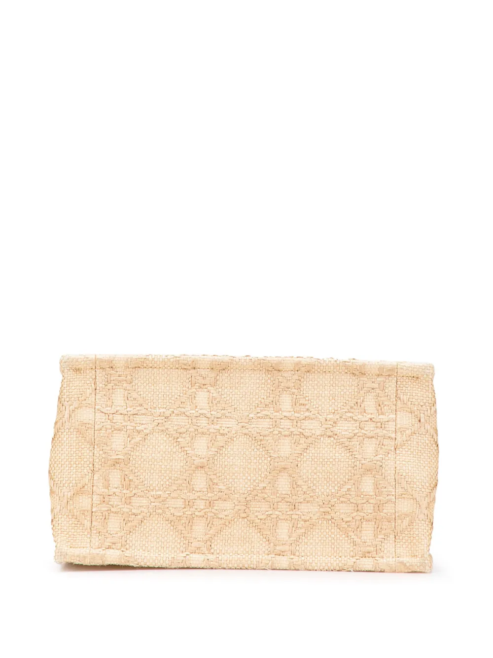 Pre-owned Dior 2022 Small Raffia Cannage Book Tote Bag In Brown