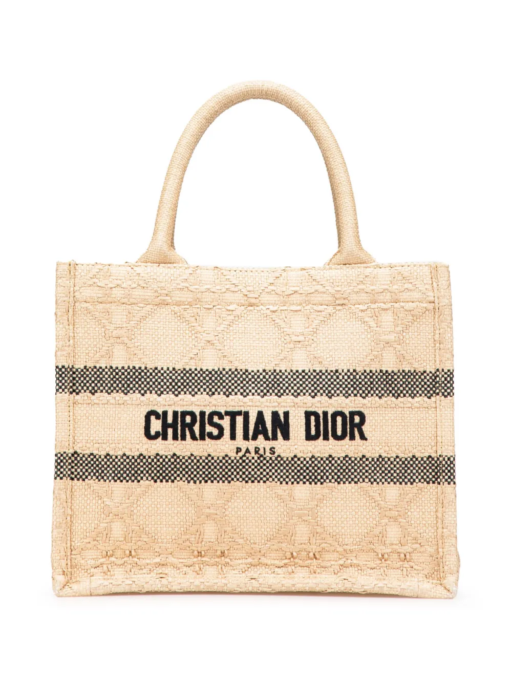 Christian Dior Pre-Owned 2022 スモール ラフィア カナージュ ブック ハンドバッグ - ブラウン Christian Dior Pre-Owned 2022 スモール ラフィア カナージュ ブック ハンドバッグ - ブラウン
