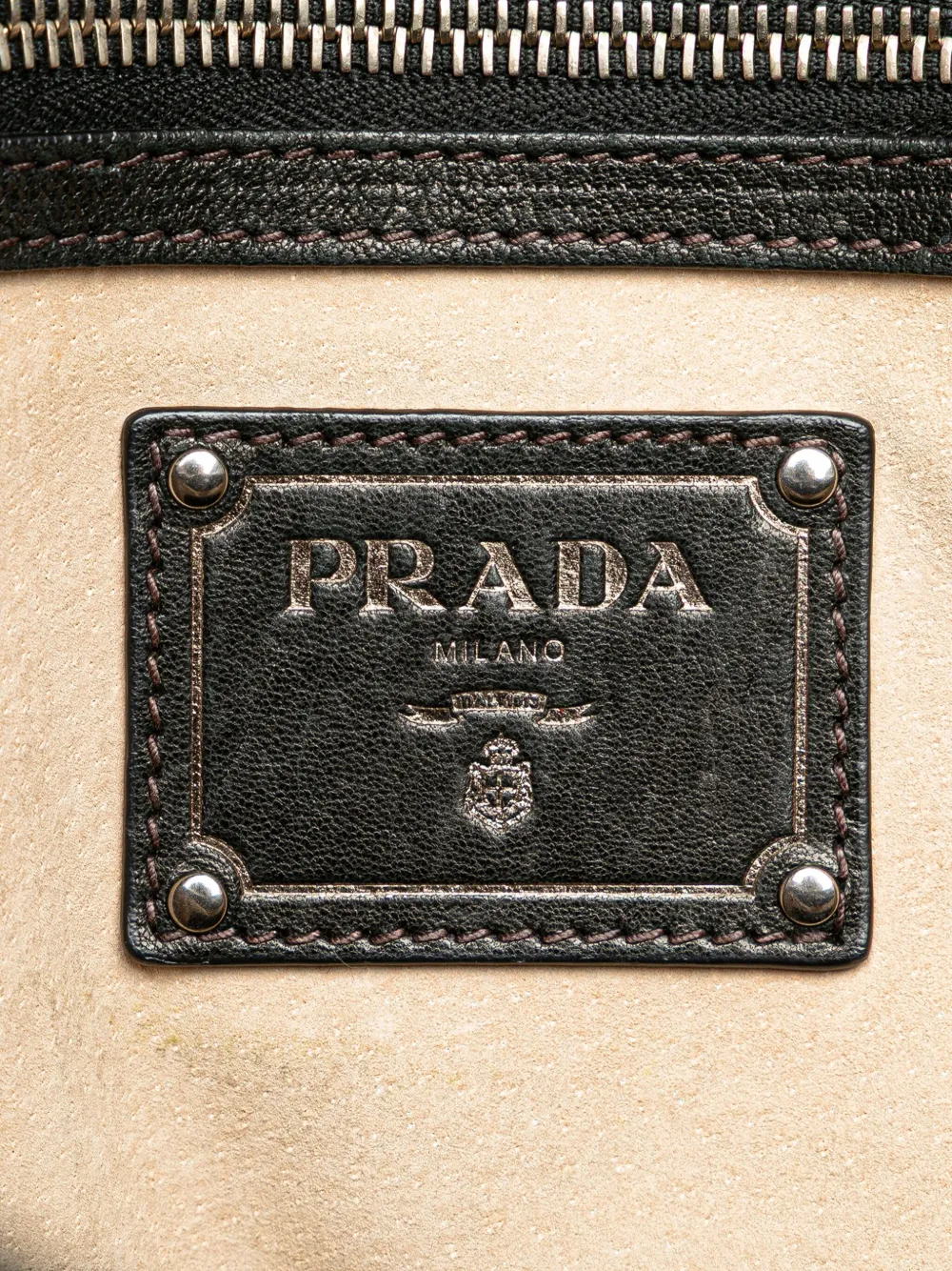 Pre-owned Prada 2000-2025 Lambskin Trimmed Tessuto Stampato Camouflage Dome Satchel In Brown