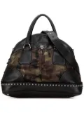 Prada Pre-Owned 2000-2025 Lambskin Trimmed Tessuto Stampato Camouflage Dome satchel - Brown