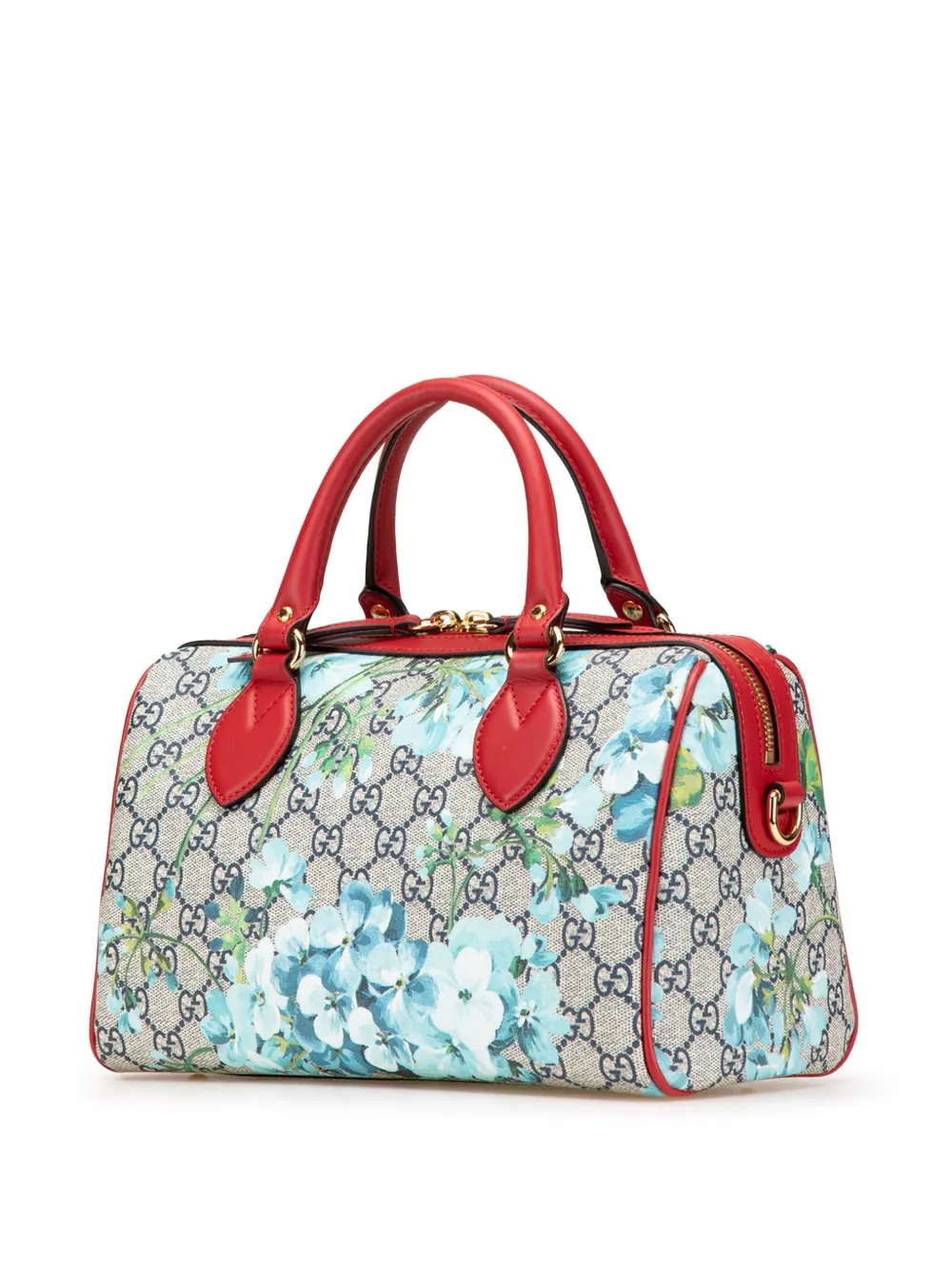 Pre-owned Gucci 2016-2025 Small Gg Blooms Boston Satchel In Gray