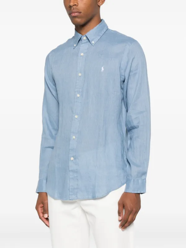 Polo Ralph Lauren 長袖 リネンシャツ ライトブルー M Polo Ralph Lauren ロングスリーブ リネンシャツ | ブルー | FARFETCH JP