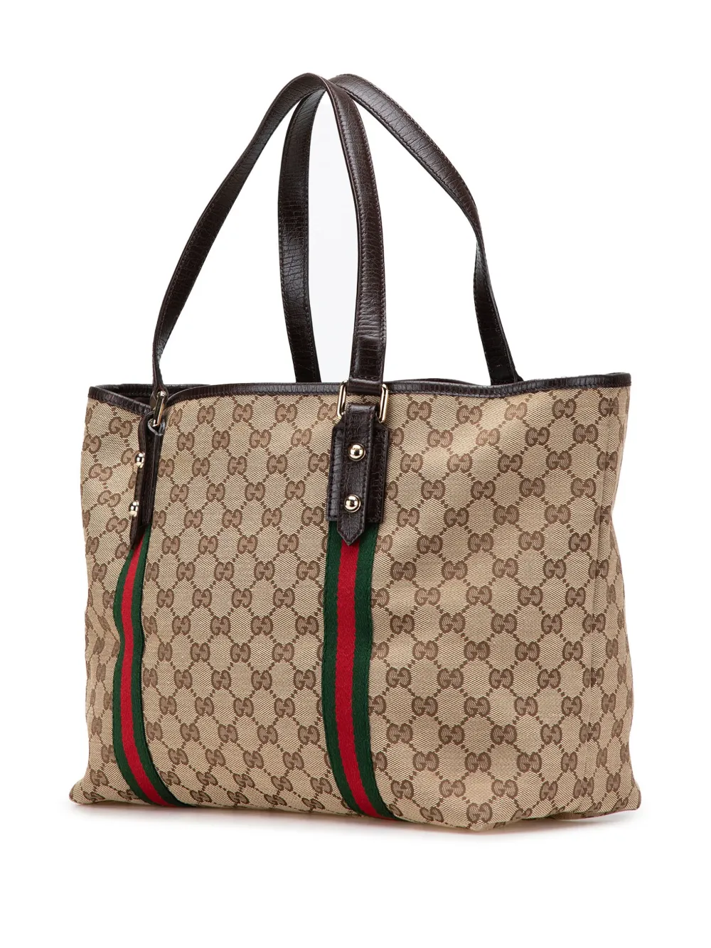 Pre-owned Gucci 2000-2015 Large Gg Canvas Jolicoeur Tote Bag In Brown