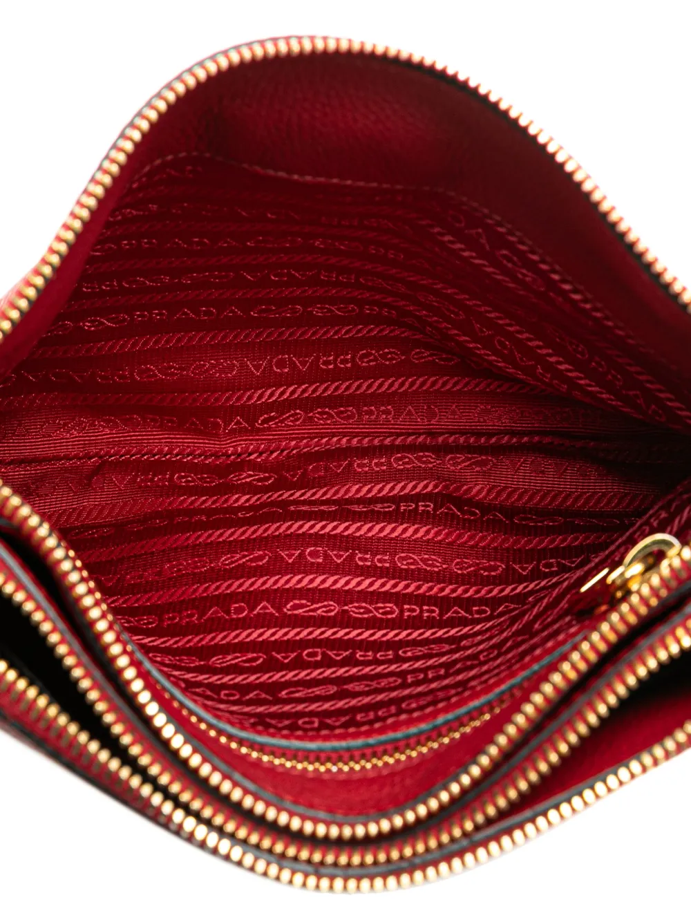 Pre-owned Prada 2010-2025 Vitello Phenix Double Zip Crossbody Bag