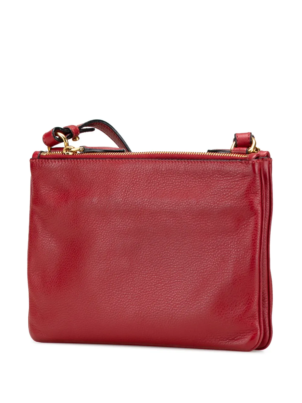 Pre-owned Prada 2010-2025 Vitello Phenix Double Zip Crossbody Bag