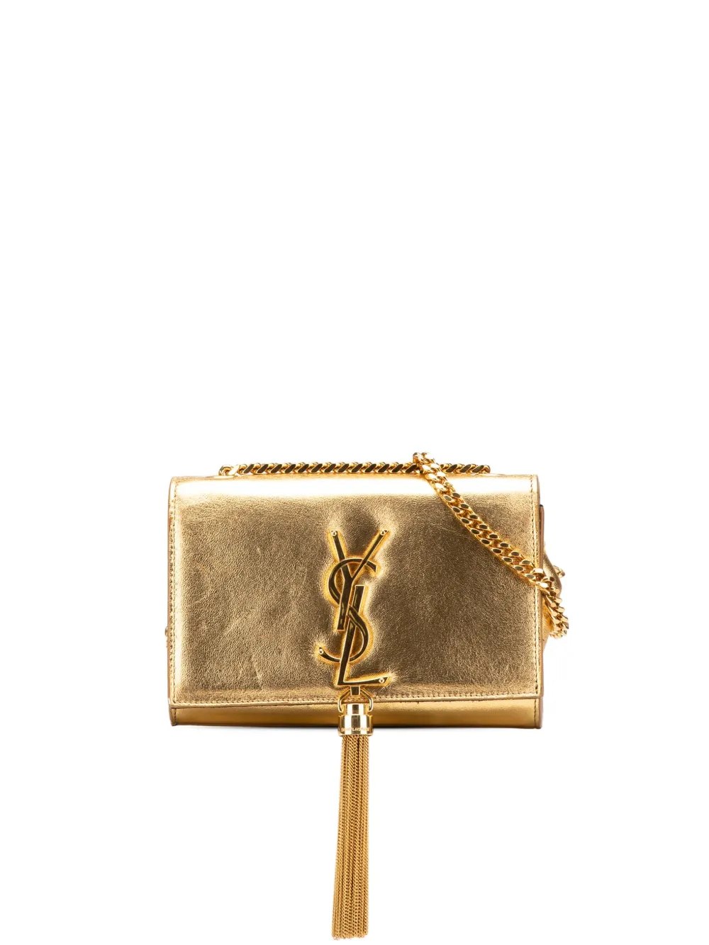 Saint Laurent Pre-Owned 2014 Small Metallic Calfskin Monogram Kate Tassel crossbody bag | Gold | Image 1