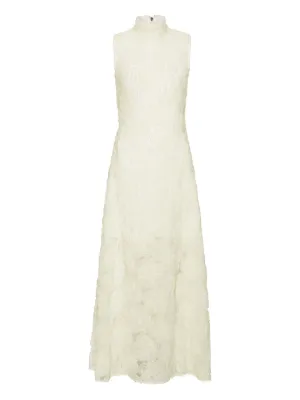 rotate birger christensen lace v neck maxi dress Satin Lace Maxi Dress White