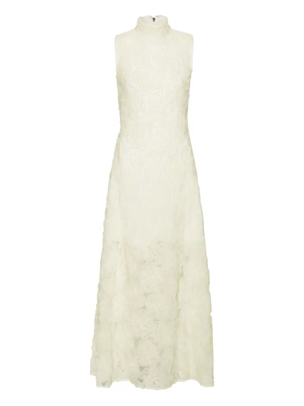 Rotate Women's Flower Mesh Maxi Dress - White - Size 38 EU / 8 US - Egret