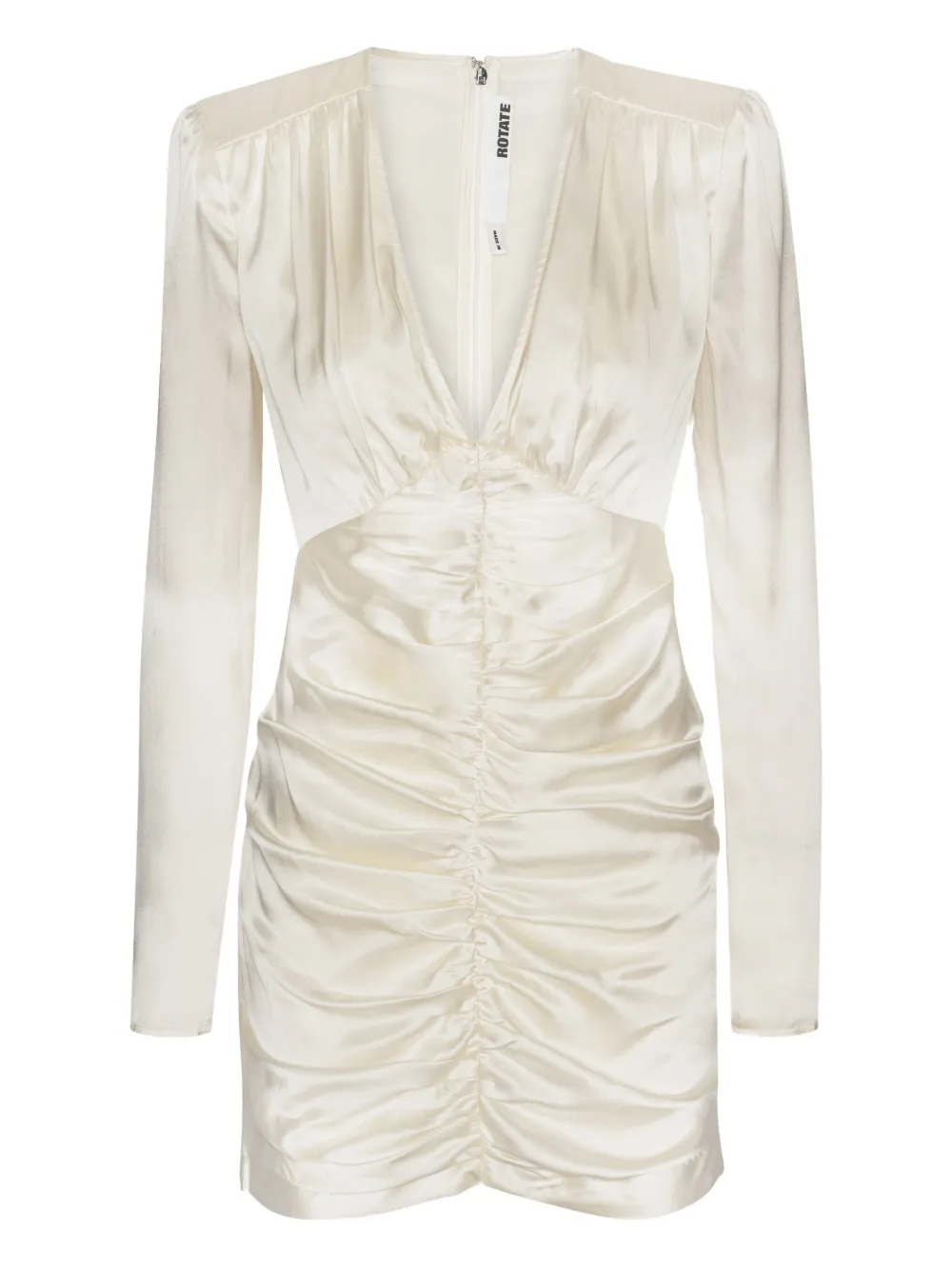 ROTATE BIRGER CHRISTENSEN Gesmockte satijnen mini-jurk Beige