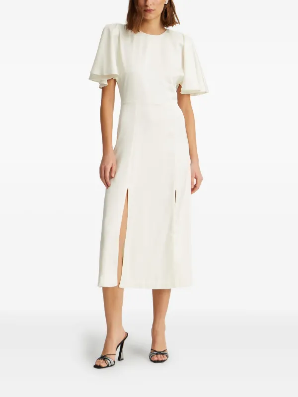 knee length dresses for ladies Dream Crush Lace-Up Back Side Split Midi Dress White