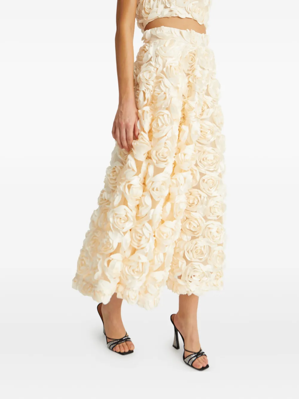 ROTATE BIRGER CHRISTENSEN Sun maxi-rok verfraaid met rozen Beige