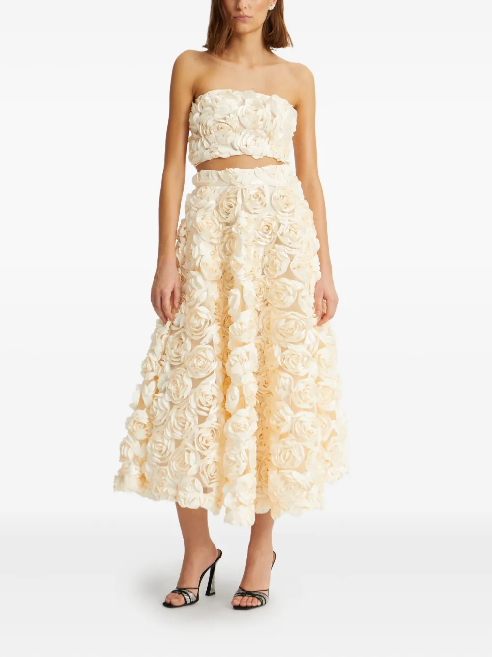 ROTATE BIRGER CHRISTENSEN Sun maxi-rok verfraaid met rozen Beige