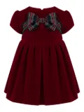 Lapin House bow-embellished velvet dress - Red