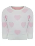 Lapin House heart-pattern pearl-embellished sweater - White