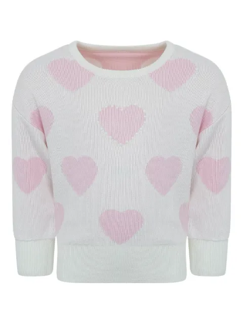 Lapin House heart-pattern pearl-embellished sweater