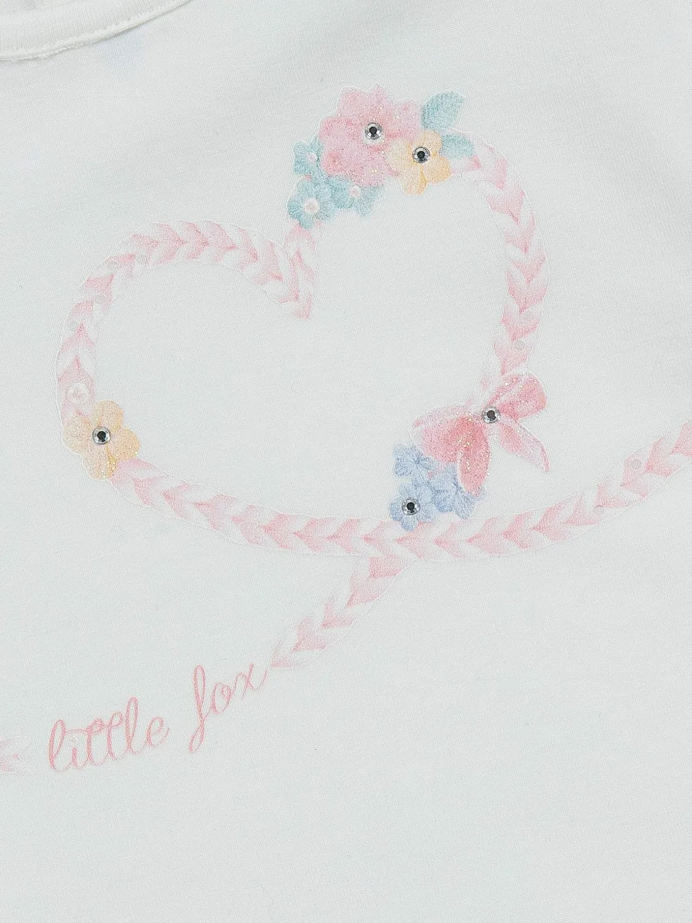 Lapin House Floral Heart-design Top In White