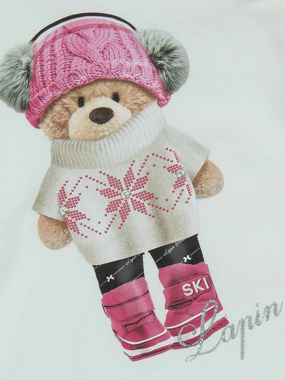 Lapin House Top met teddybeerprint en lange mouwen Wit