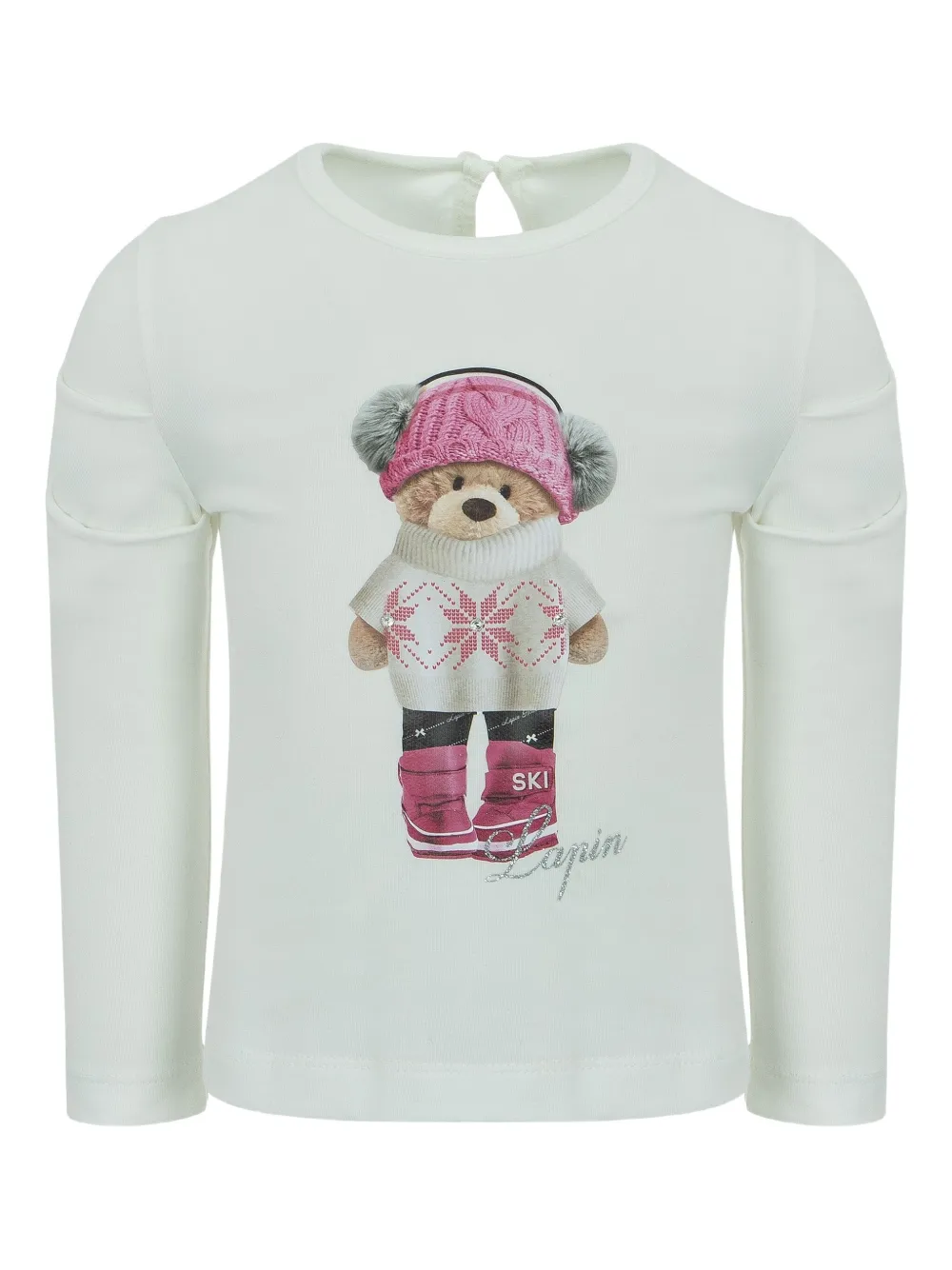 Lapin House teddy-print long-sleeved top | White | Image 1