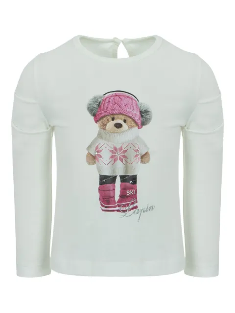 Lapin House teddy-print long-sleeved top