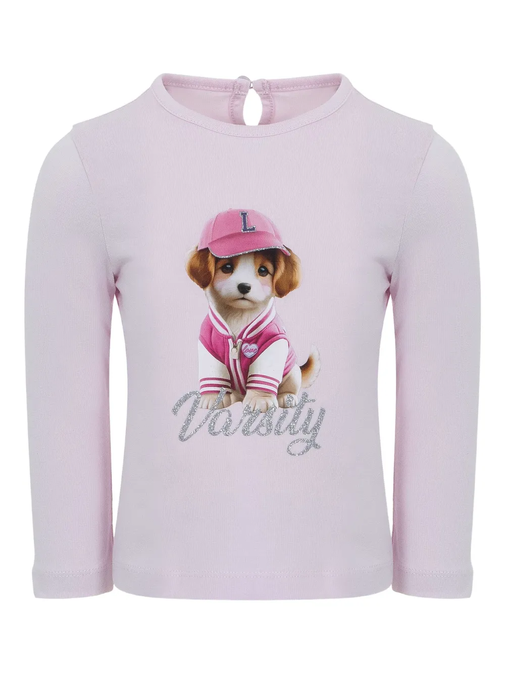 Lapin House puppy-print long-sleeve top | Pink | Image 1