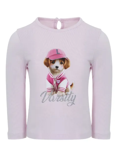 Lapin House puppy-print long-sleeve top