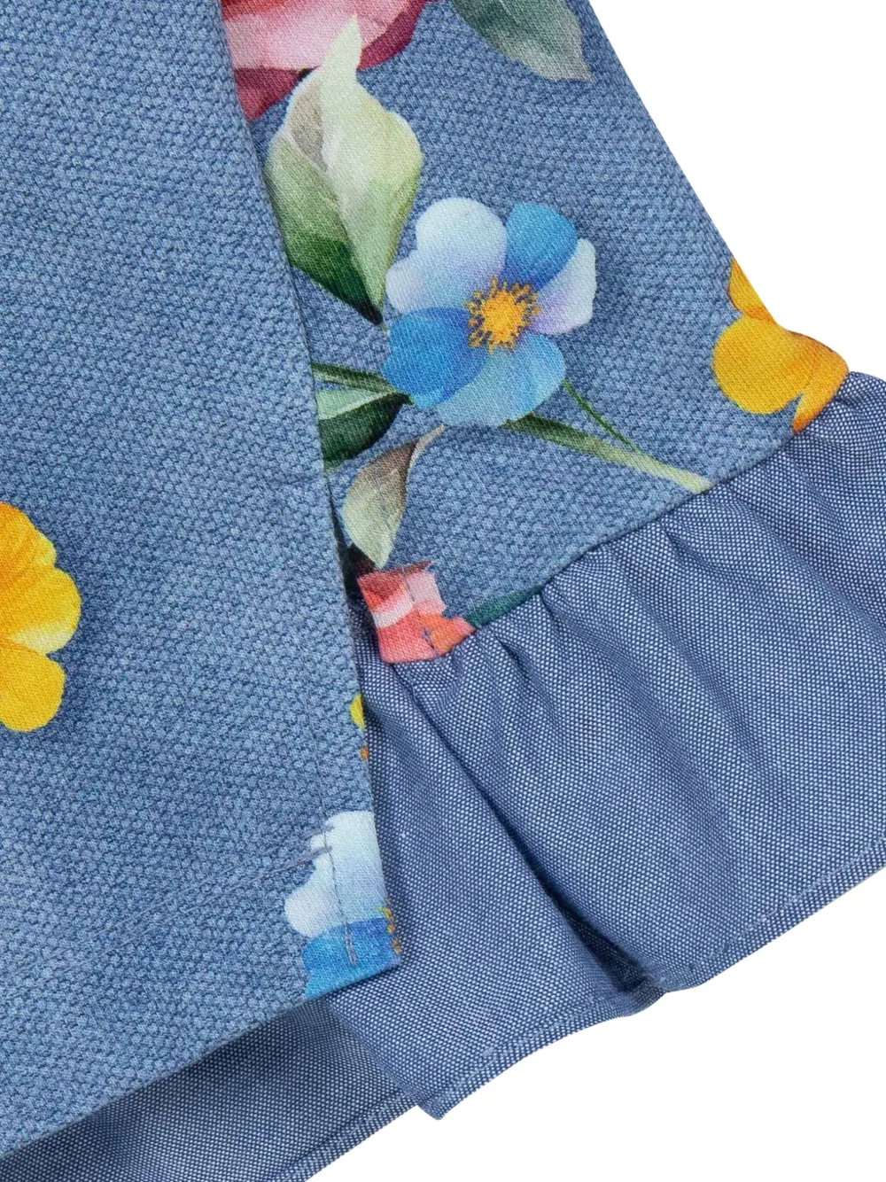 Lapin House Floral-print Ruffled Top In Blue