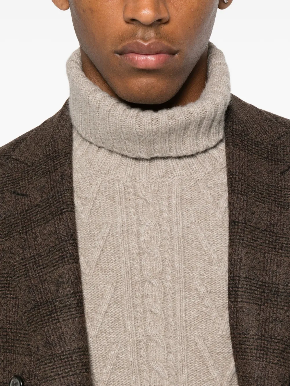 Fedeli cable-knit turtleneck sweater Beige