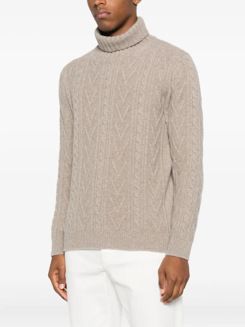 Fedeli cable-knit turtleneck sweater Beige
