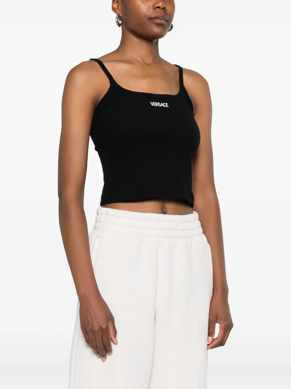 Versace Top met geborduurd logo Zwart