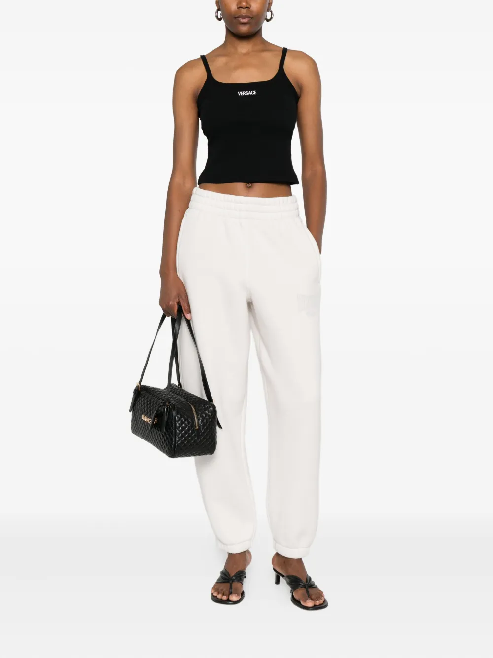 Versace Top met geborduurd logo Zwart