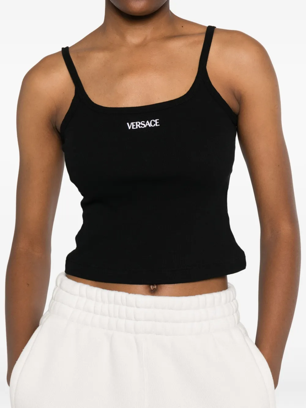 Versace Top met geborduurd logo Zwart