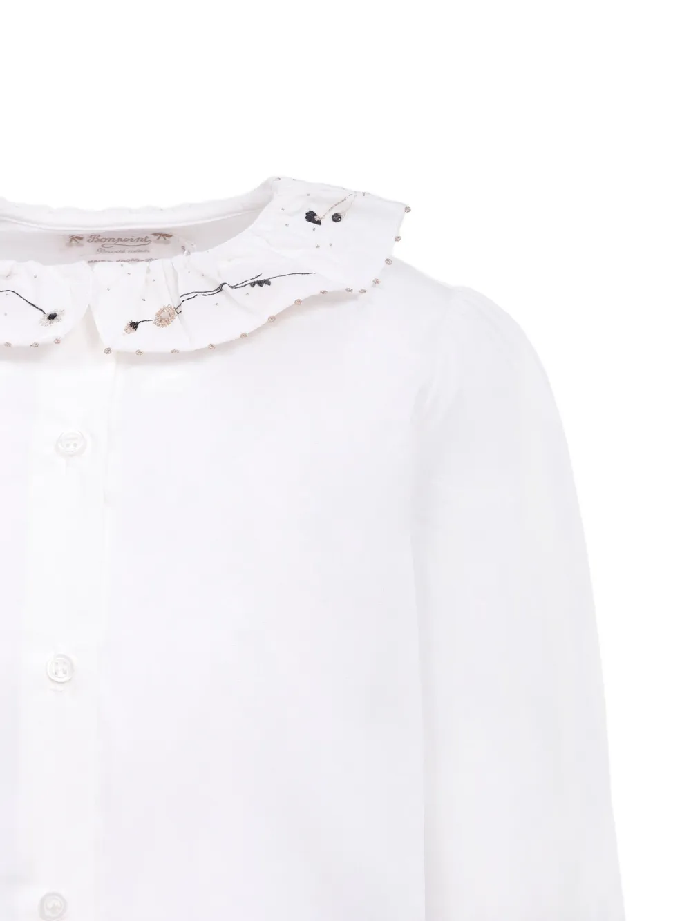 Bonpoint round-collar embroidered shirt Wit