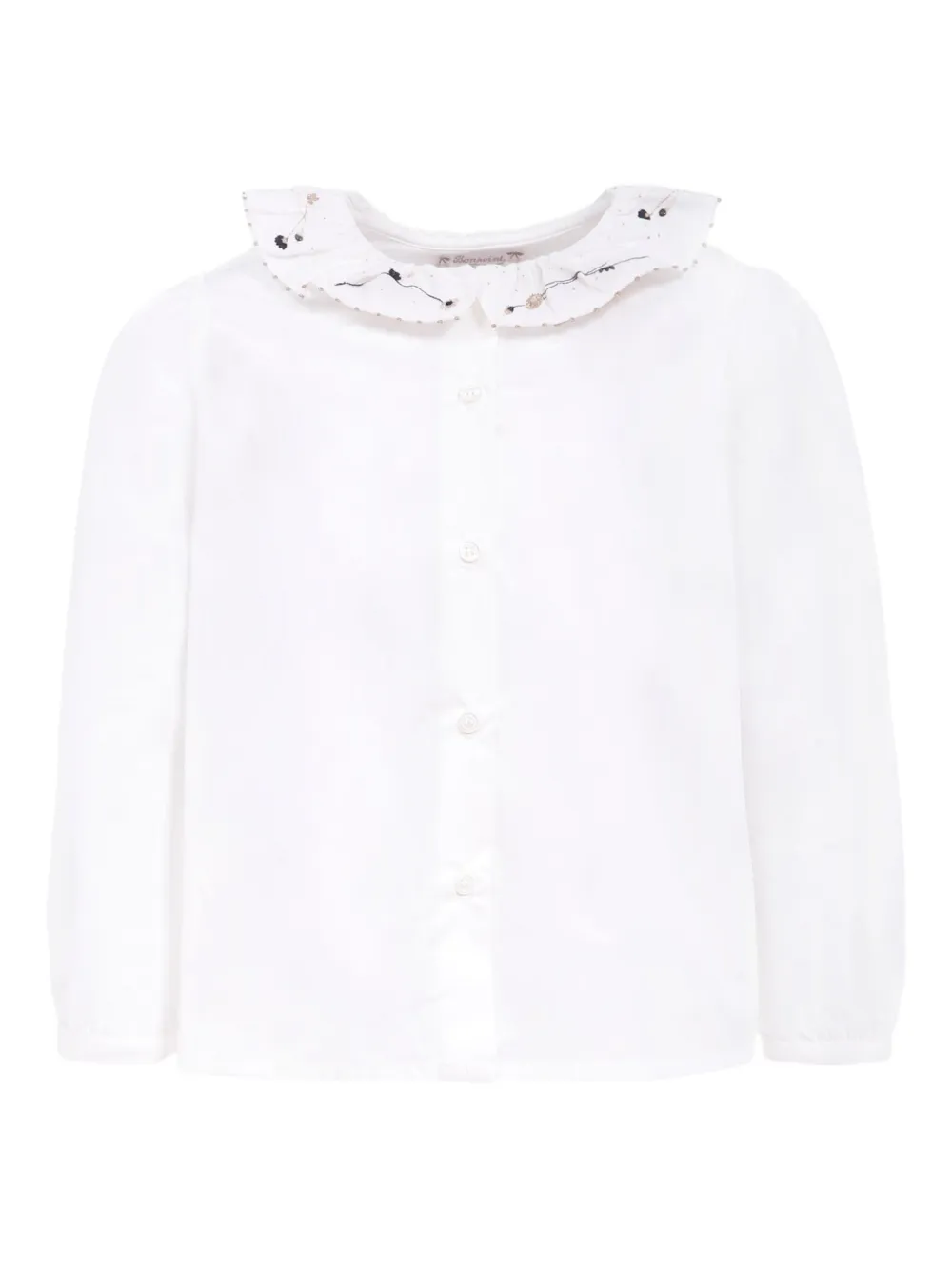 Bonpoint round-collar embroidered shirt Wit