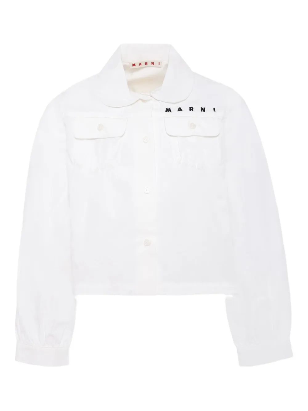 Marni Kids Peter Pan-collar cotton jacket | White | Image 1