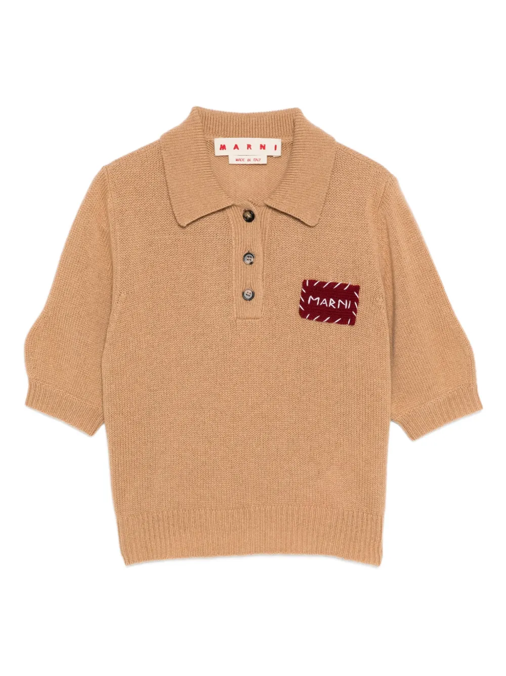 Marni Top met opgestikte zak en polokraag Beige