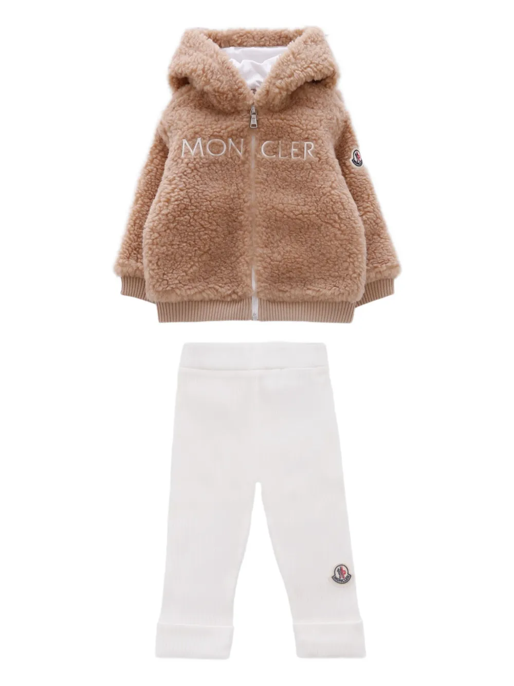 Moncler Enfant teddy bear-ear hooded tracksuit Beige