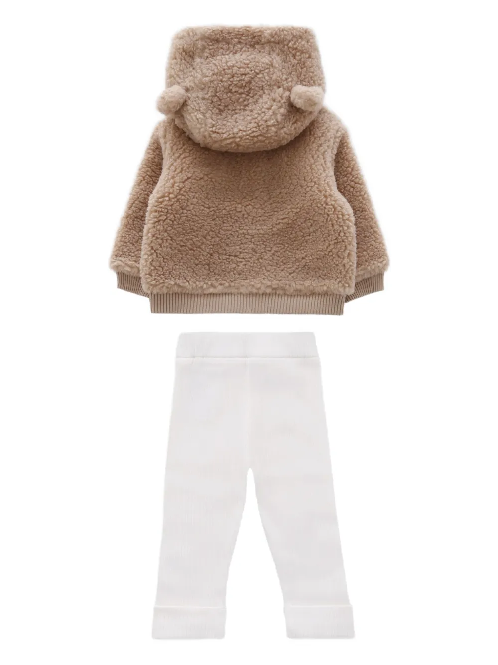 Moncler Enfant Trainingspak met capuchon en teddybeeroren Beige