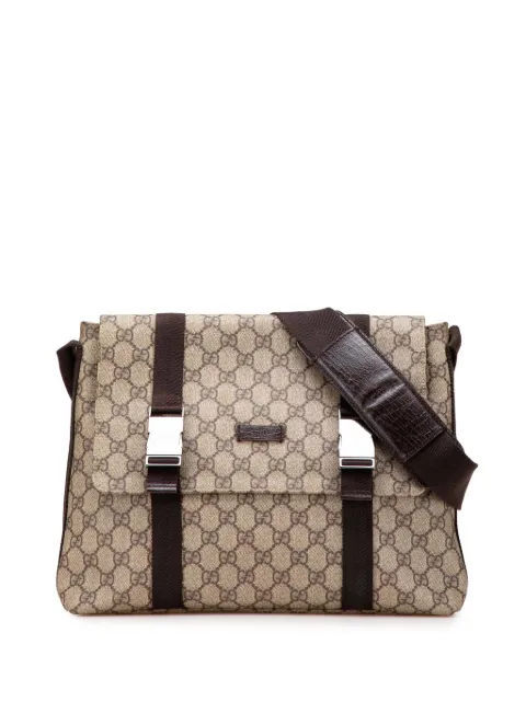 Gucci Pre-Owned 2000-2015 Large GG Supreme Double Buckle Flap Messenger Bag crossbody bag