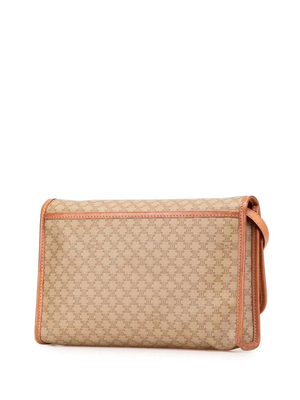 Pre-owned Celine 2009 Macadam Coated Canvas Crossbody Bag In Brown