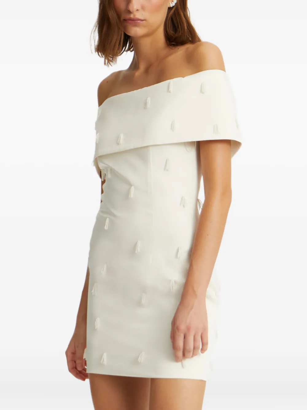 ROTATE BIRGER CHRISTENSEN Off-shoulder mini-jurk met kralen Wit