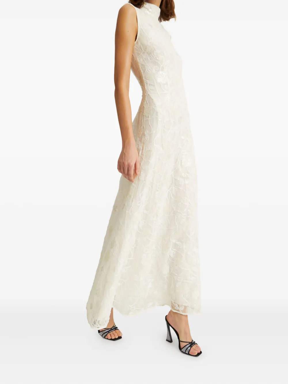 ROTATE BIRGER CHRISTENSEN Maxi-jurk met pailletten en kant Wit